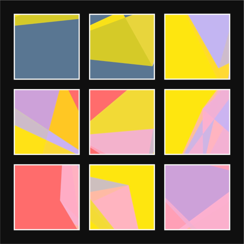 POST KONKRET BEWEGT II — Grid 3x3 - Black - (Katalog-Nr. 2025.09.22-036), 2025