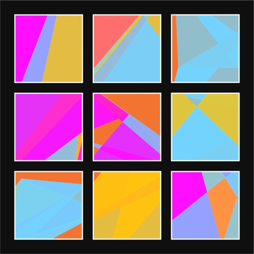 POST KONKRET BEWEGT II — Grid 3x3 - Black - (Katalog-Nr. 2025.09.22-021), 2025