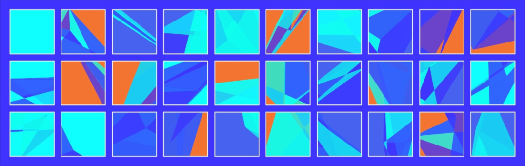 POST KONKRET BEWEGT II — Grid 10x3 (Katalog-Nr. 2025.09.21-075), 2025