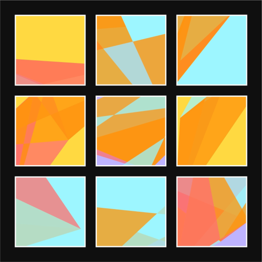 POST KONKRET BEWEGT II — Grid 3x3 - Black - (Katalog-Nr. 2025.09.22-032), 2025