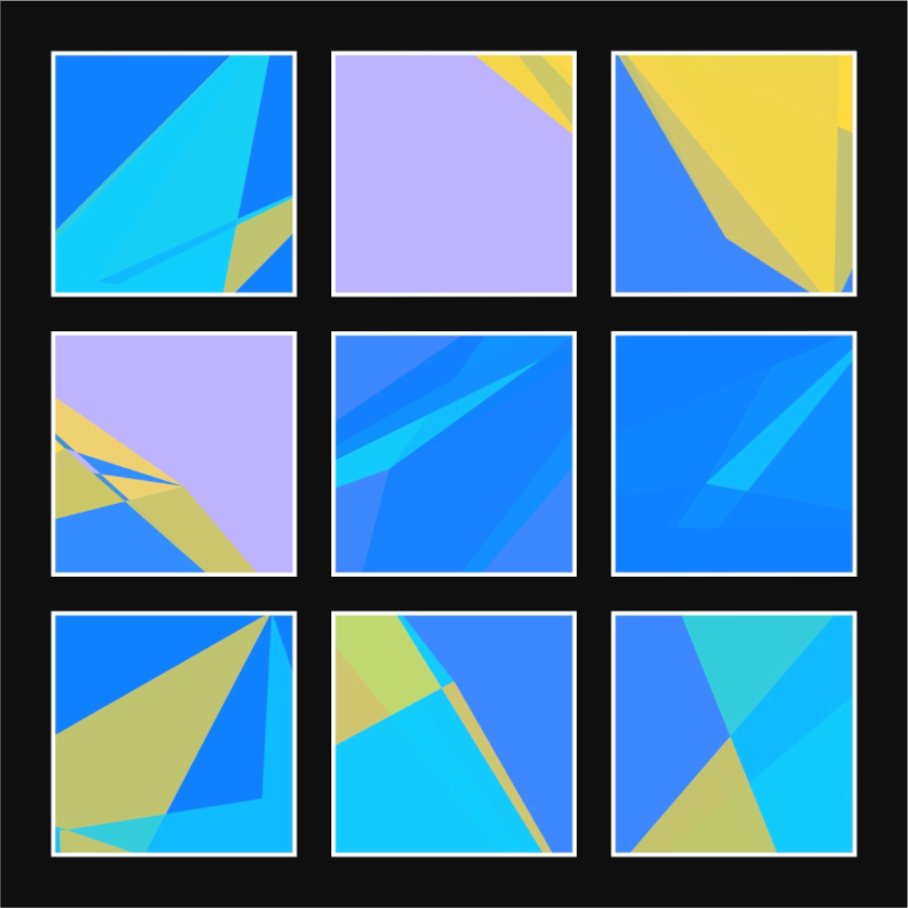 POST KONKRET BEWEGT II — Grid 3x3 - Black - (Katalog-Nr. 2025.09.22-026), 2025