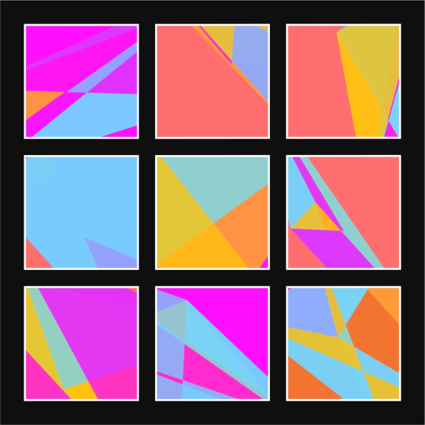 POST KONKRET BEWEGT II — Grid 3x3 - Black - (Katalog-Nr. 2025.09.22-022), 2025