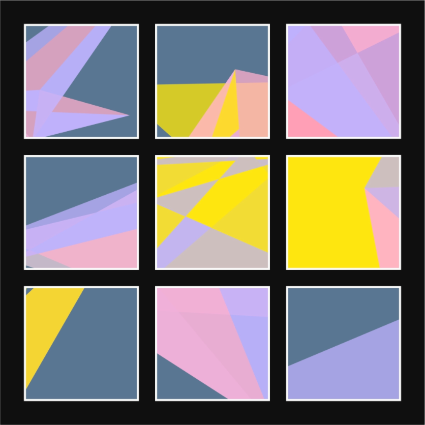 POST KONKRET BEWEGT II — Grid 3x3 - Black - (Katalog-Nr. 2025.09.22-040), 2025