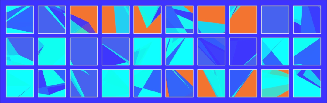 POST KONKRET BEWEGT II — Grid 10x3 (Katalog-Nr. 2025.09.21-076), 2025